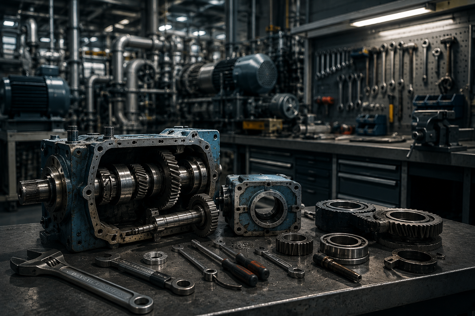 Mechanic aligning a robot gripper